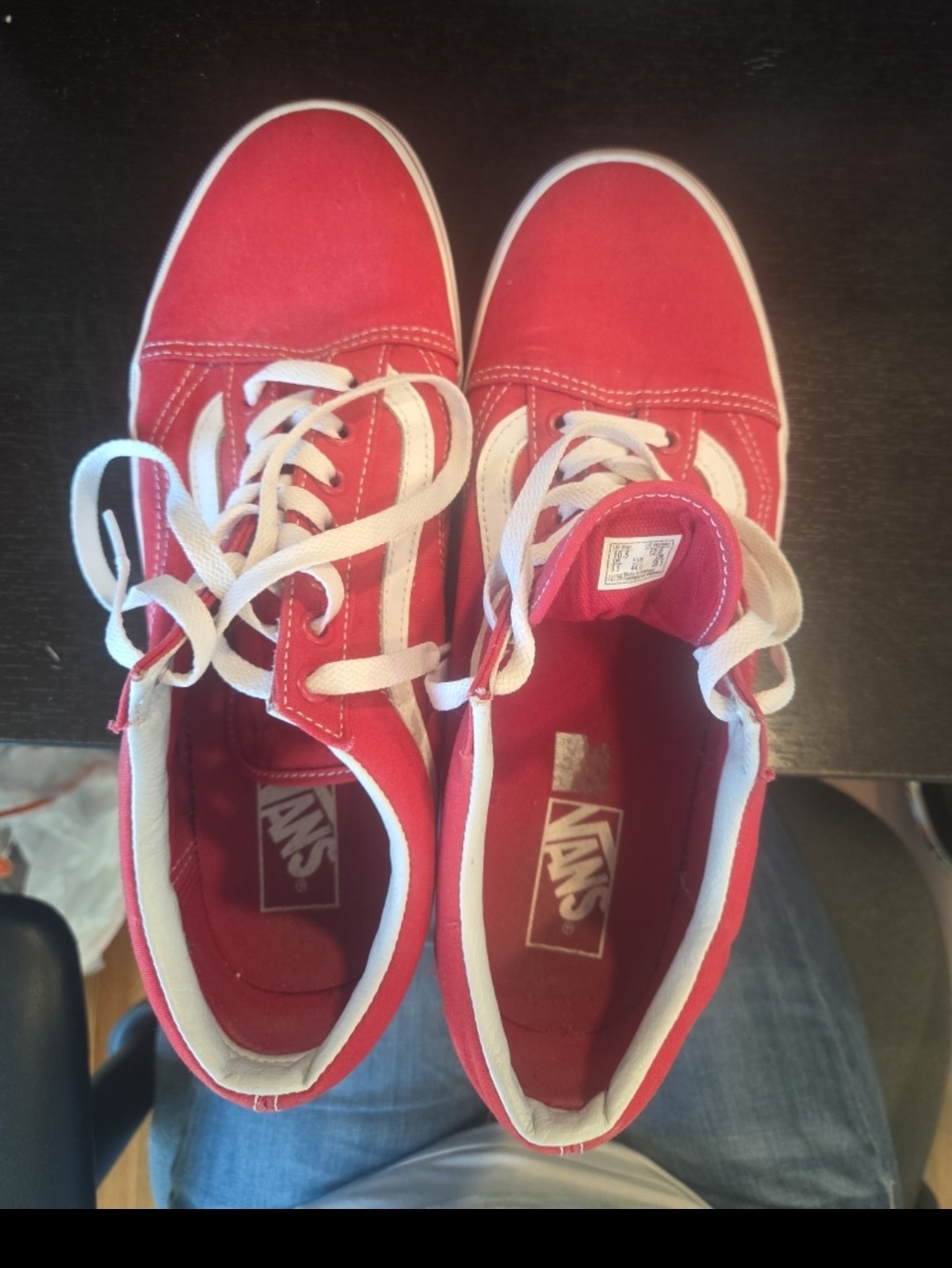 Vans Red and White Canvas Low-Top Sneakers